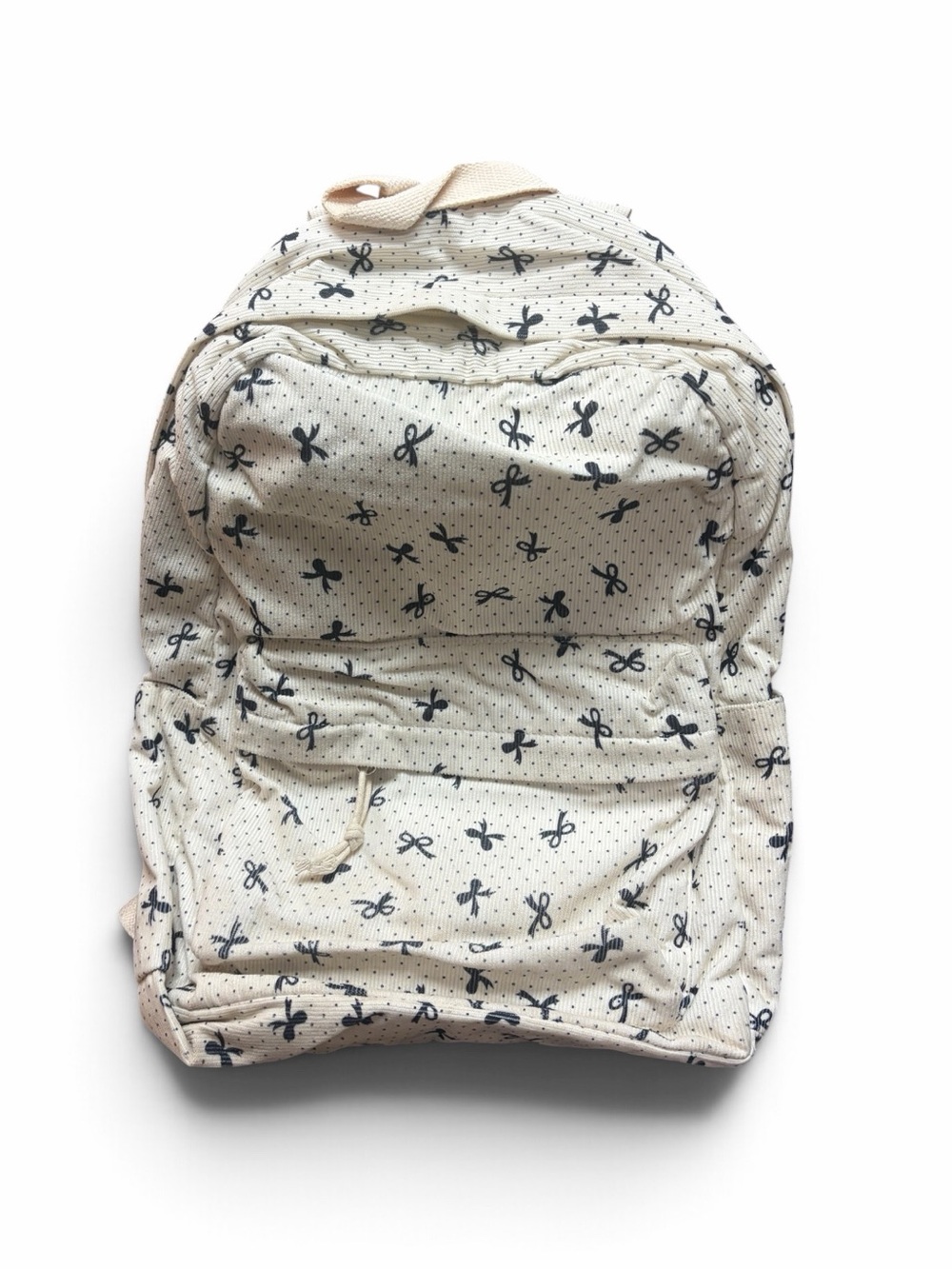 Canvas Bow Pattern Backpack - Cream - Picture 3 of 5